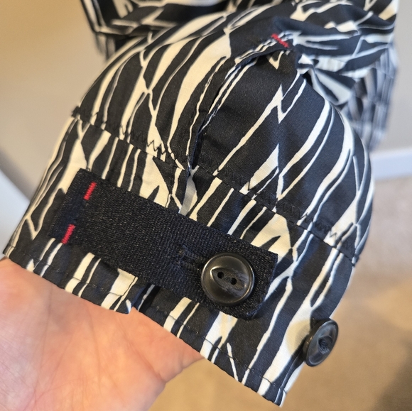 Lands' End Raincoat utility jacket Black, White with Red Accents - Picture 6 of 13